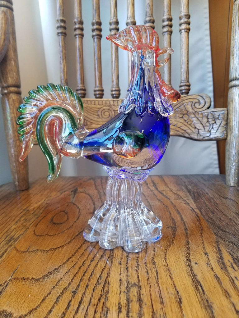 Hand crafted Dynasty Gallery blown glass rooster large 9 1/4 tall