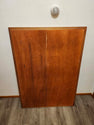 Vintage classic rectangular mirror featuring a warm-toned wooden frame