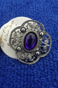 Collectable Purple Gemstone, Silver-Tone Brooch