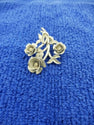 Vintage Textured Silver-Tone Rose Brooch