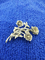 Vintage Textured Silver-Tone Rose Brooch