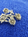 Vintage Textured Silver-Tone Rose Brooch