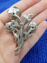 Vintage Textured Silver-Tone Rose Brooch
