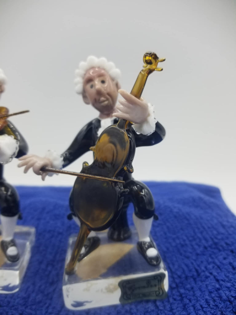Vintage Egermann Czech Republic handmade blowing glass musician figurines