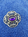 Collectable Purple Gemstone, Silver-Tone Brooch