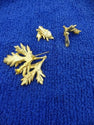 Collectable Gold-Tone leaf brooch and clip on earrings set