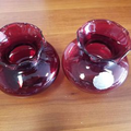 2 Royal Ruby glass vases