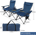 REDCAMP Double Folding Camping Chair with Detachable Table, Portable Reclining Camp Lawn Chairs with Footrest, Camping Loveseat Chair for Adults, Blue